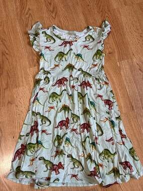 Posh Peanut Buddy Dinosaur Flutter Sleeve Twirl Dress 5T